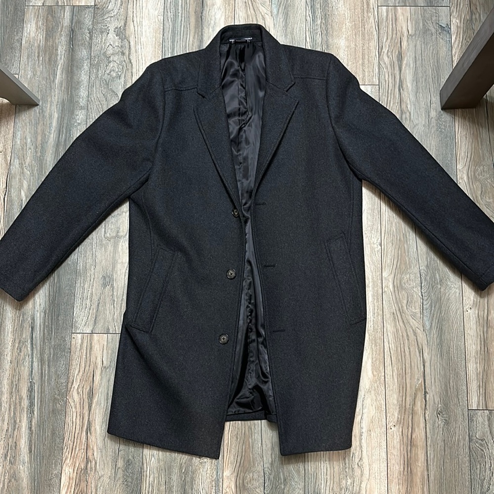 Charcoal Winter Nautica Wool Pea Coat Cover Top Coat 42R jacket Black Grey